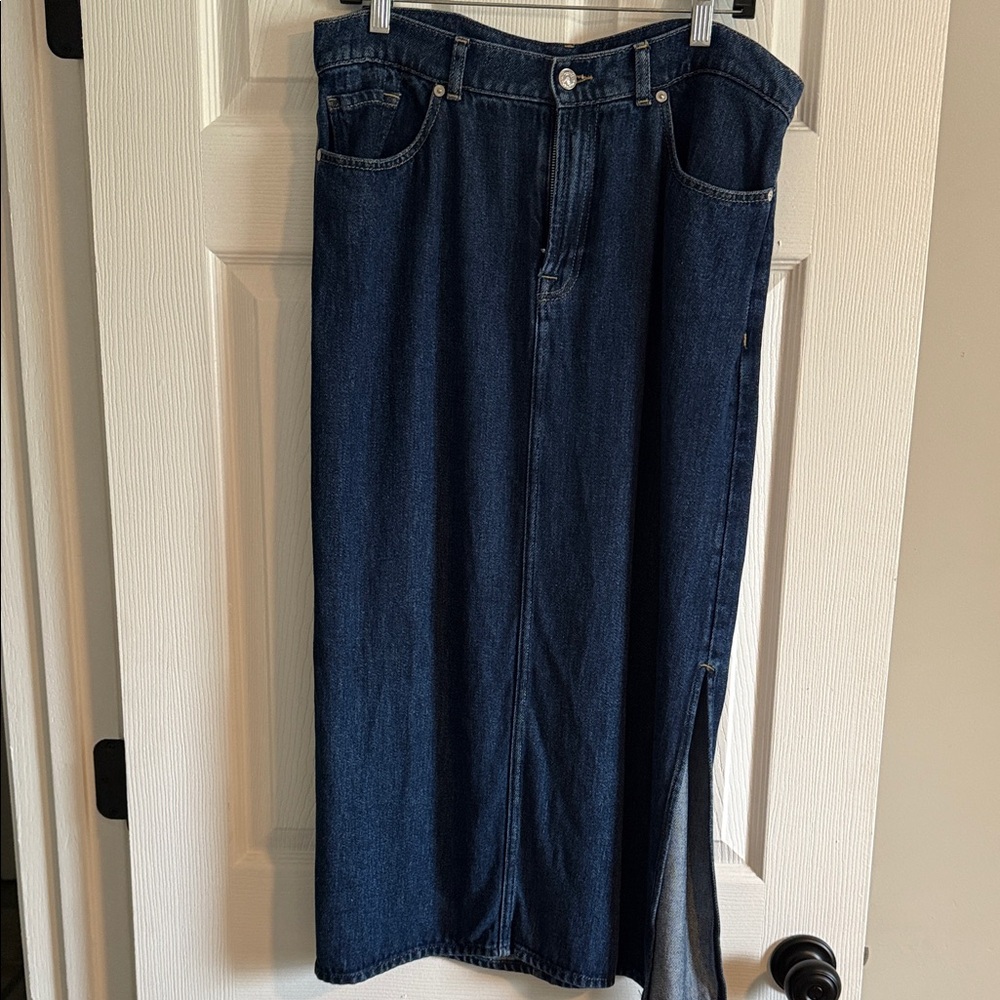 7 For All Mankind Dark Blue Denim Maxi Skirt